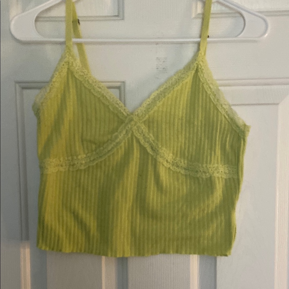 Lace Trim Green Cami Top